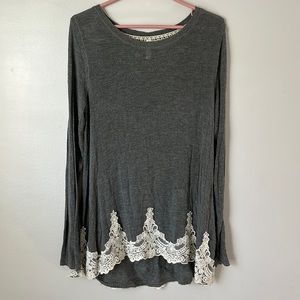 Large grey sweater. Excellent condition with beautiful lace detailing
